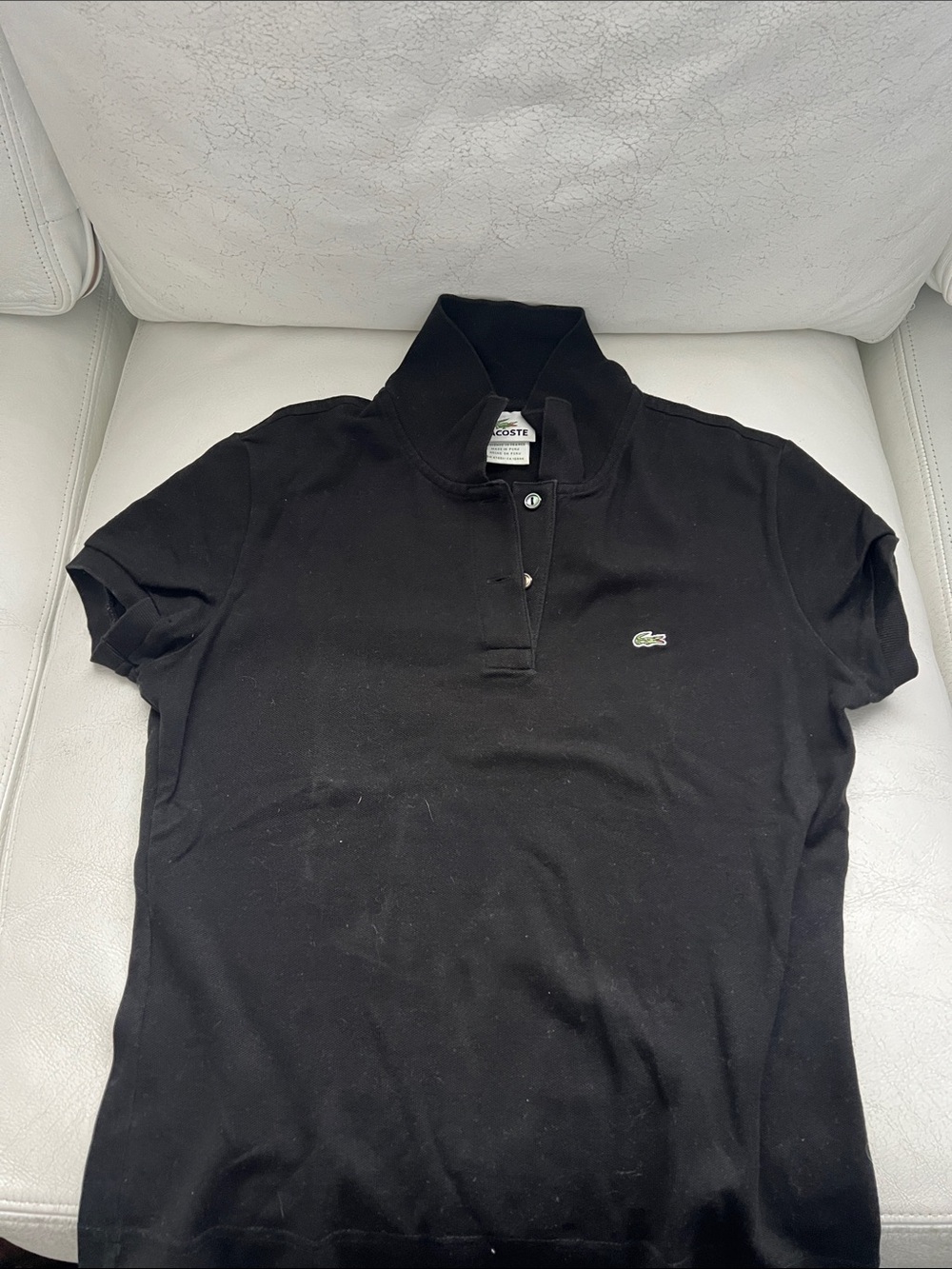 Lacoste Black Short-Sleeve Women's Polo with Crocodile Logo